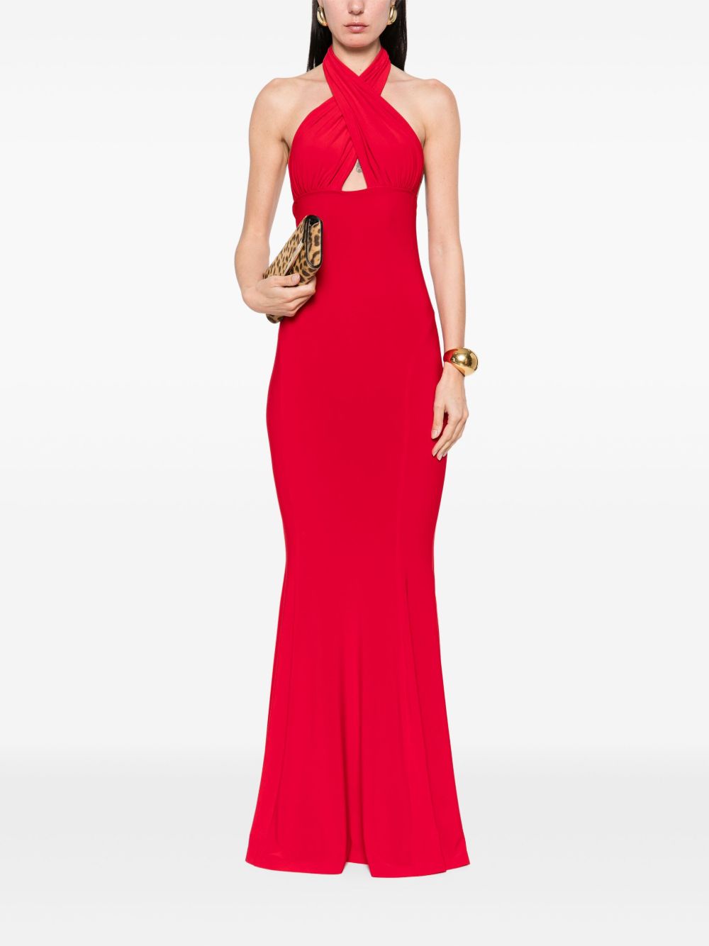 Abito da sera con scollo all'americana in rosso Norma Kamali - donna 