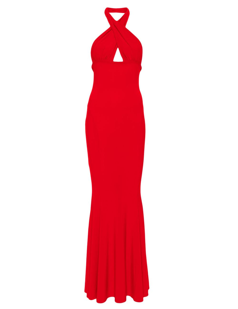 Abito da sera con scollo all'americana in rosso Norma Kamali - donna 