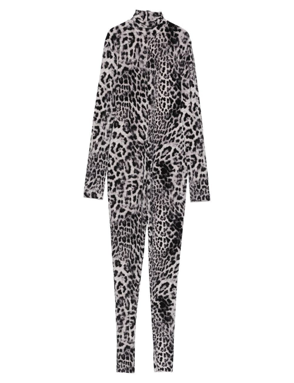 Tuta a collo alto con stampa leopardata in grigio Norma kamali - donna 