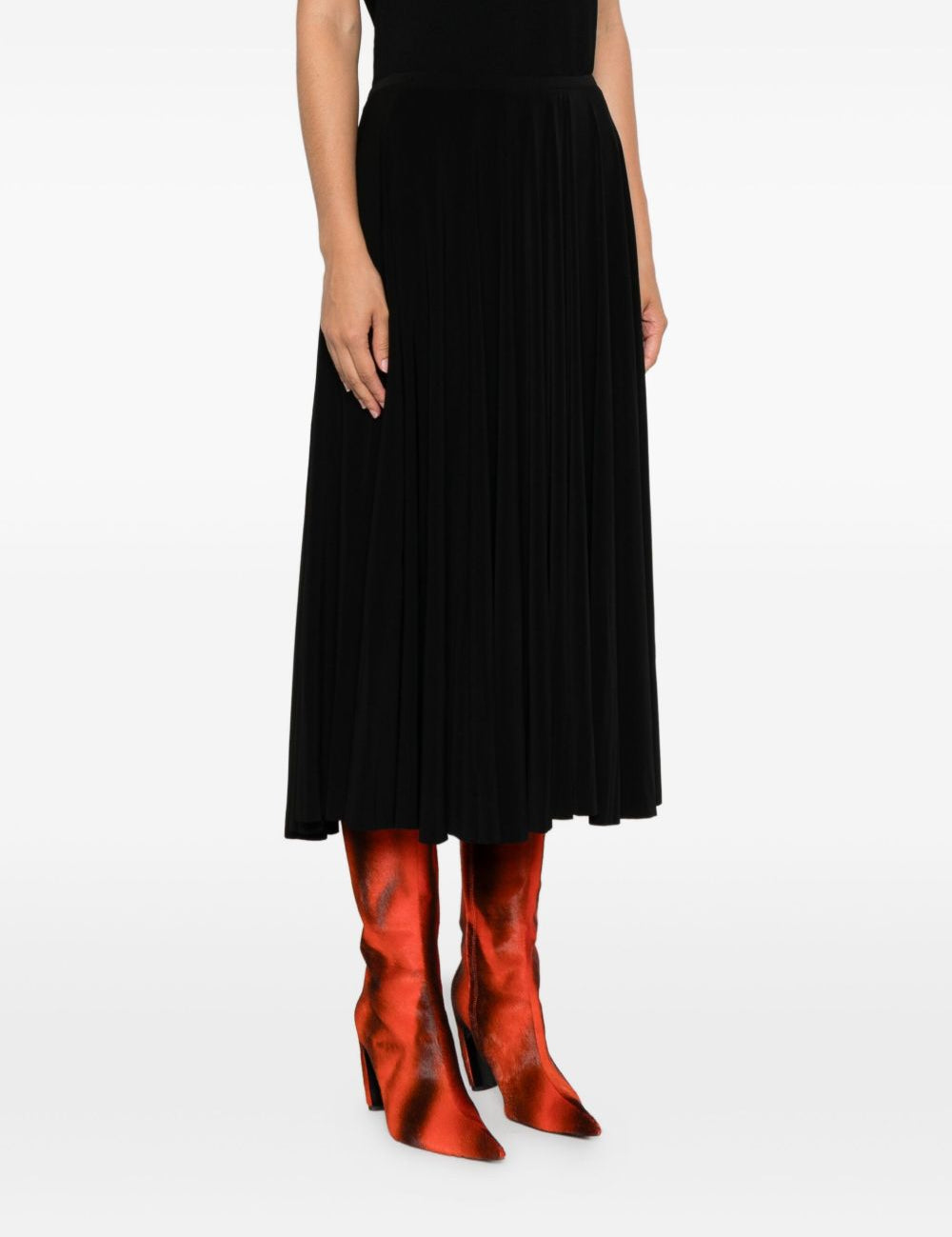 Gonna midi plissé in nero Norma Kamali - donna 