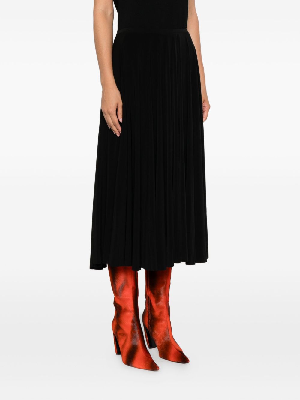 Gonna midi plissé in nero Norma Kamali - donna 