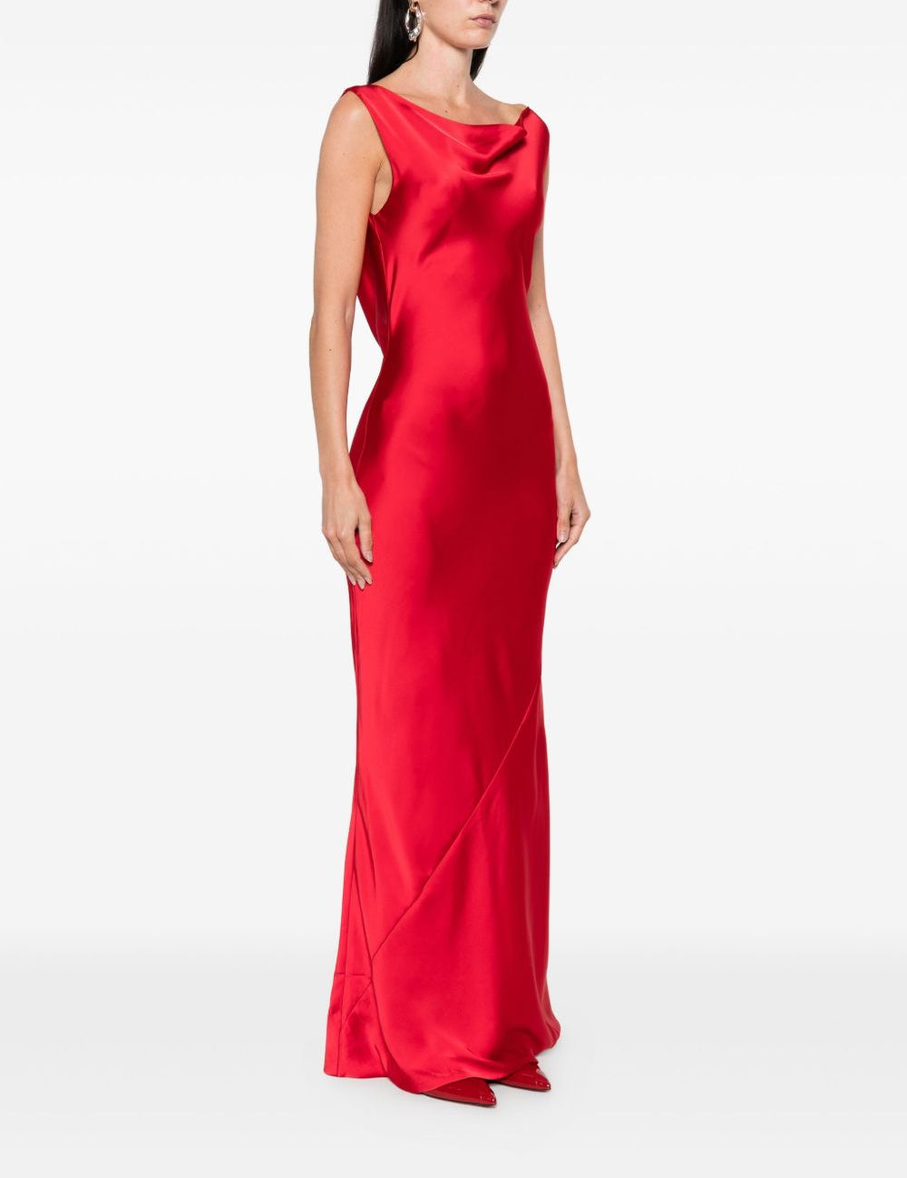 Abito con scollo drappeggiato in rosso Norma kamali - donna 
