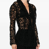 Giacca monopetto a fiori in nero Norma Kamali - donna 
