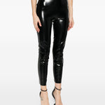 Leggings a vita alta con finitura lucida in nero Norma kamali - donna 