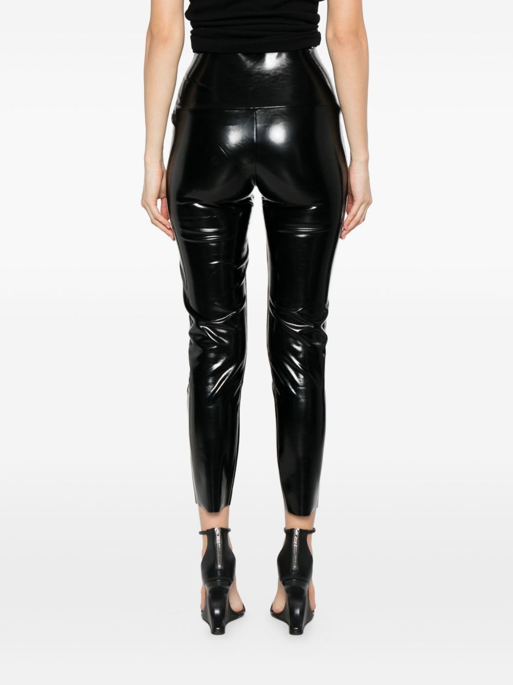 Leggings a vita alta con finitura lucida in nero Norma kamali - donna 