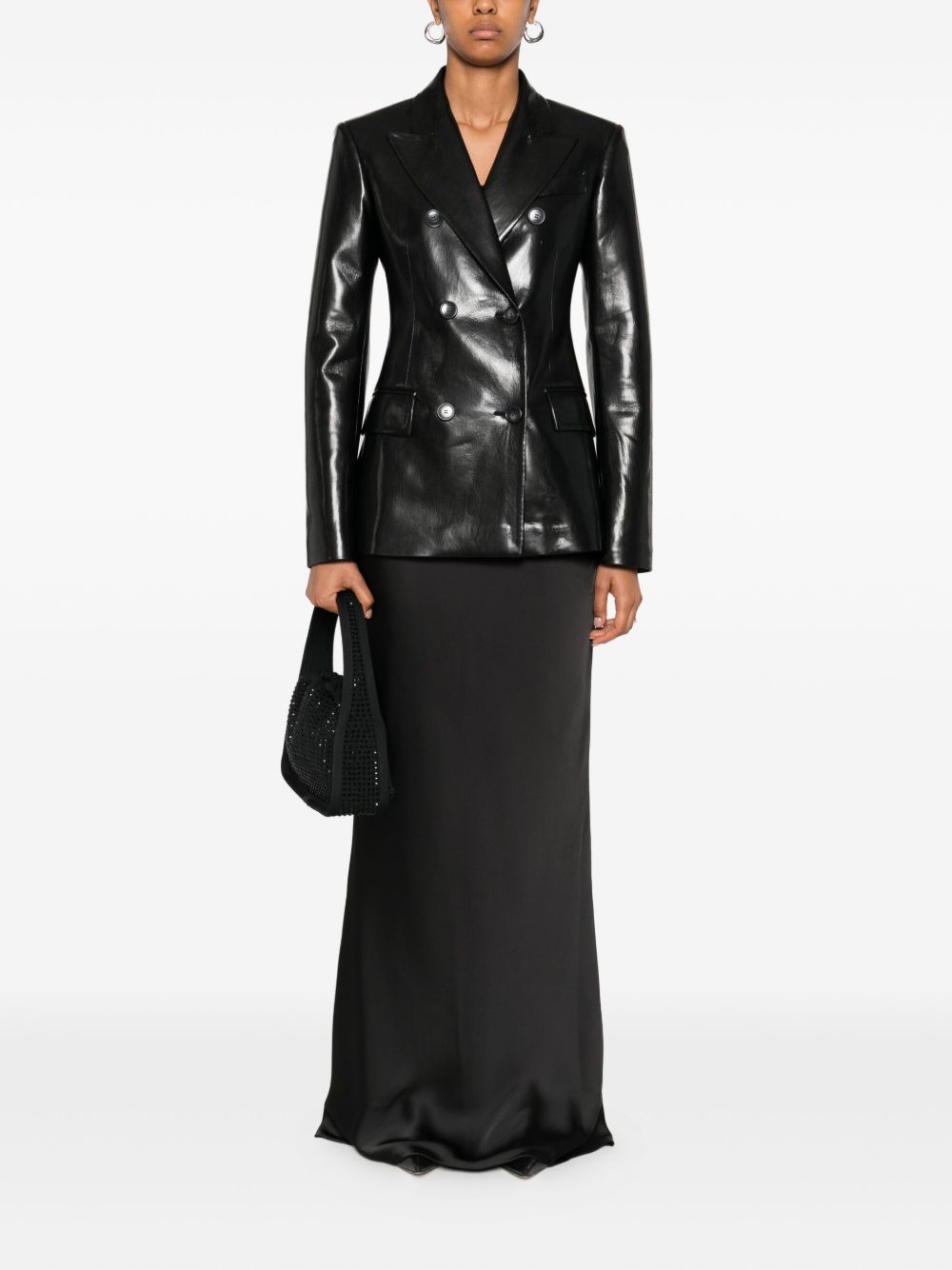 Gonna maxi con finitura satinata in nero Norma kamali - donna 