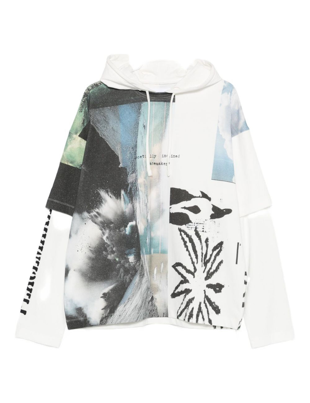 Felpa con stampa e cappuccio in bianco Oamc peacemaker - uomo 