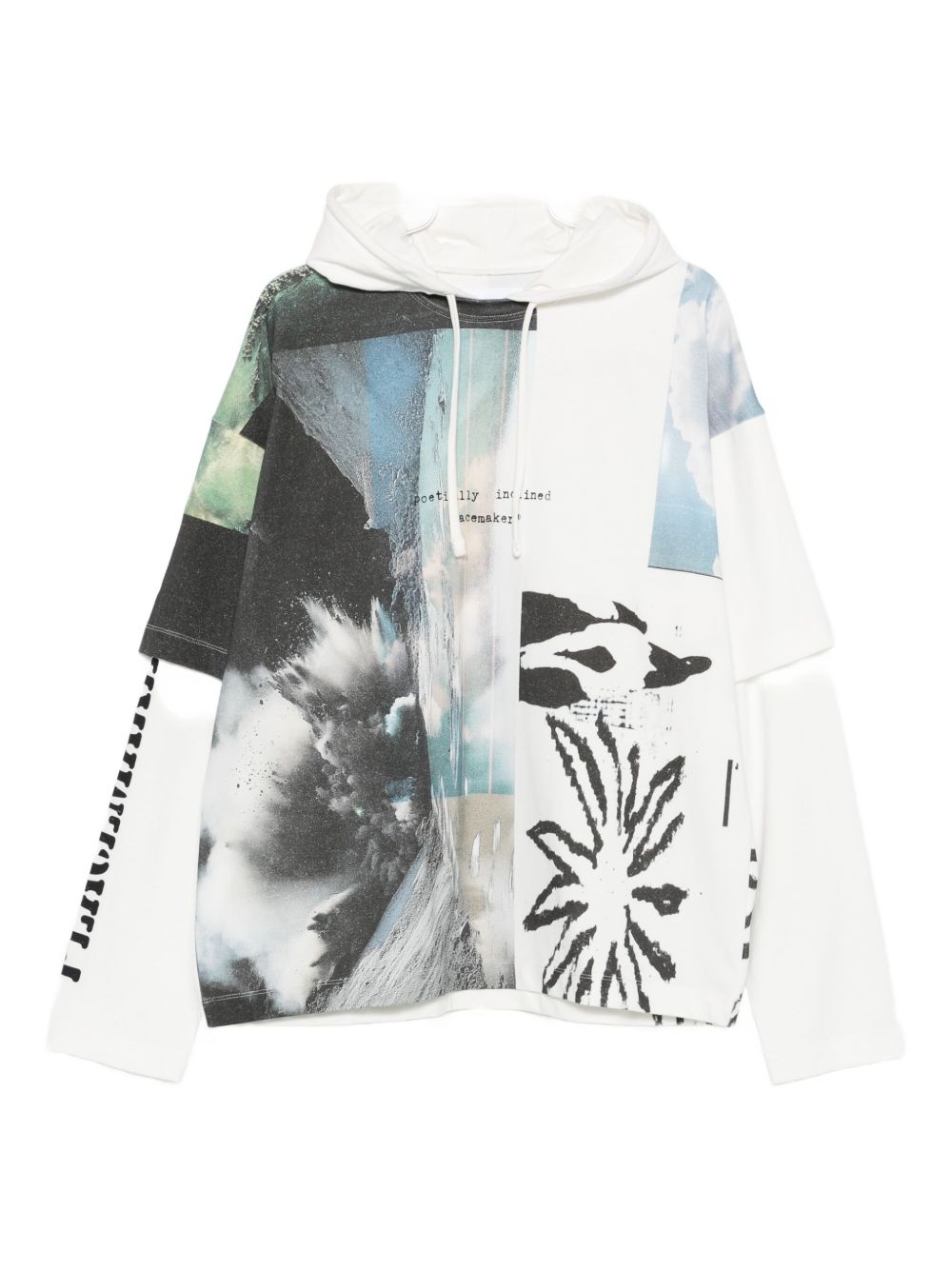 Felpa con stampa e cappuccio in bianco Oamc peacemaker - uomo 