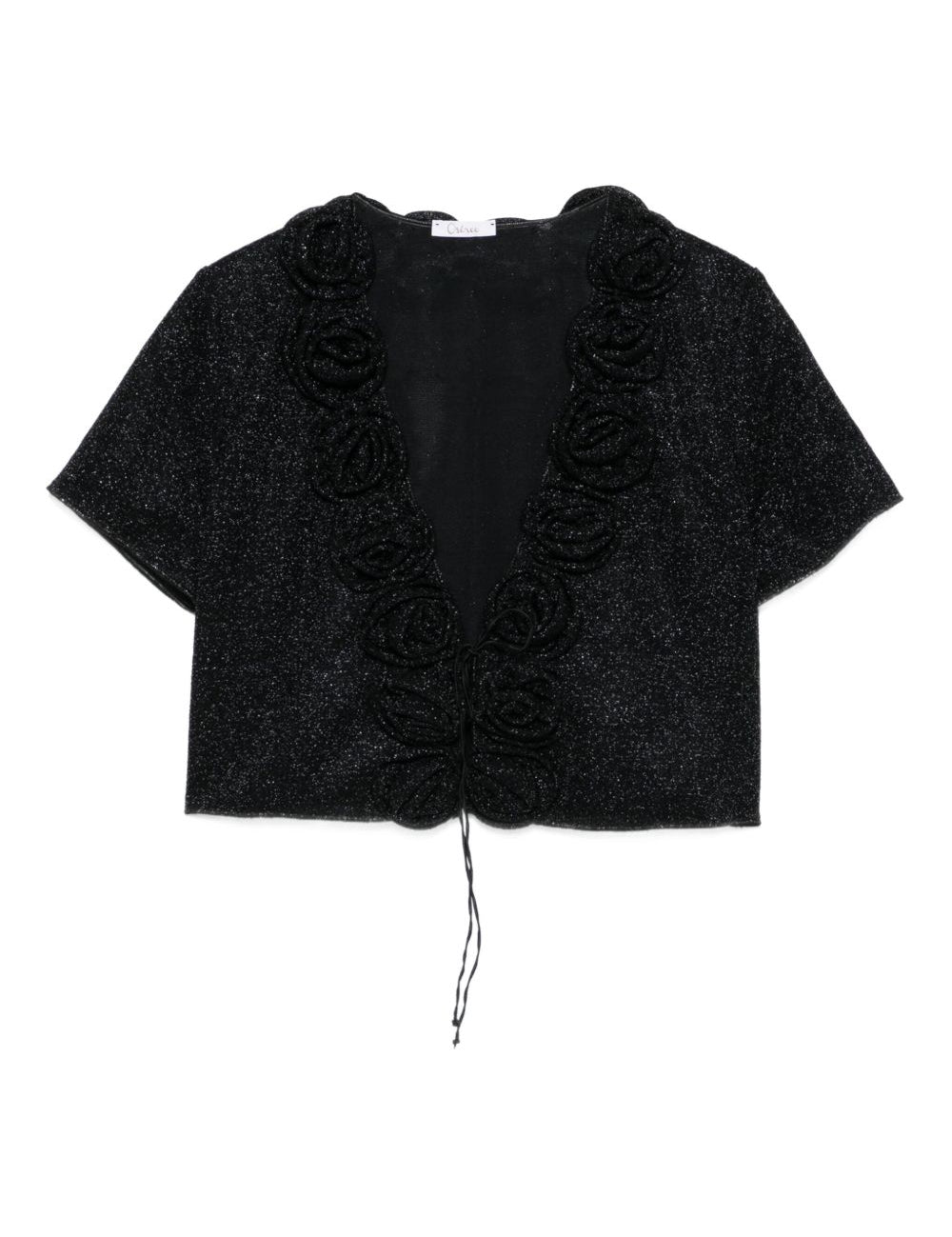 Top con decorazione a fiori con lurex in nero Oséree - donna 