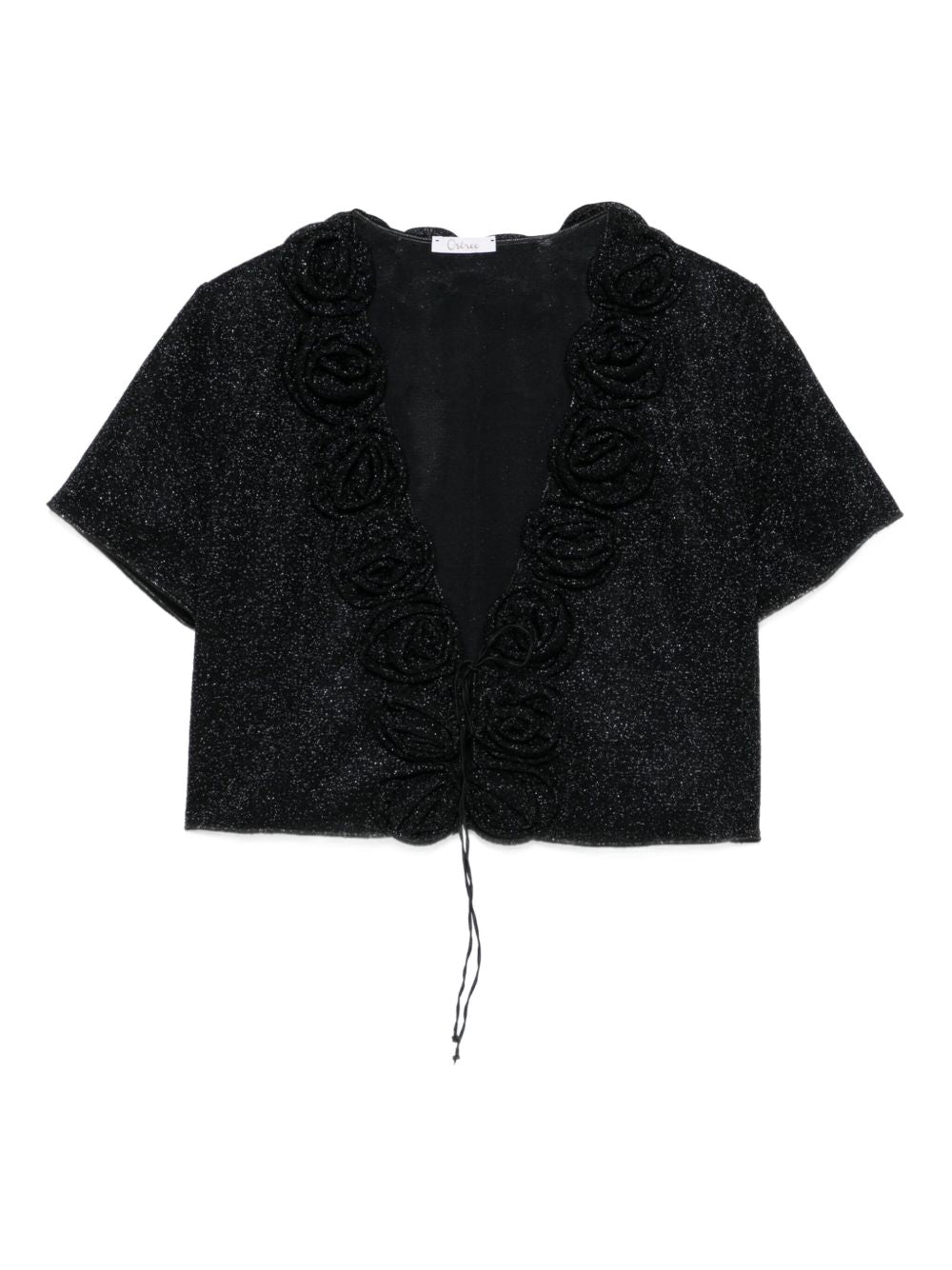 Top con decorazione a fiori con lurex in nero Oséree - donna 