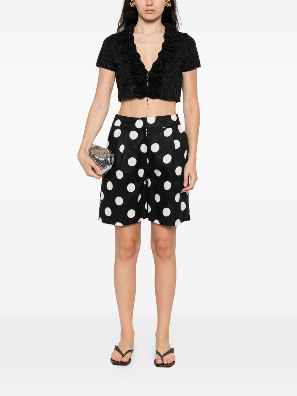 Top con decorazione a fiori con lurex in nero Oséree - donna 