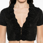 Top con decorazione a fiori con lurex in nero Oséree - donna 