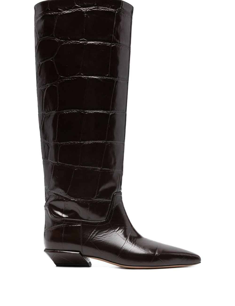 Stivali bettina con effetto pelle coccodrillo in marrone Paris texas - donna 