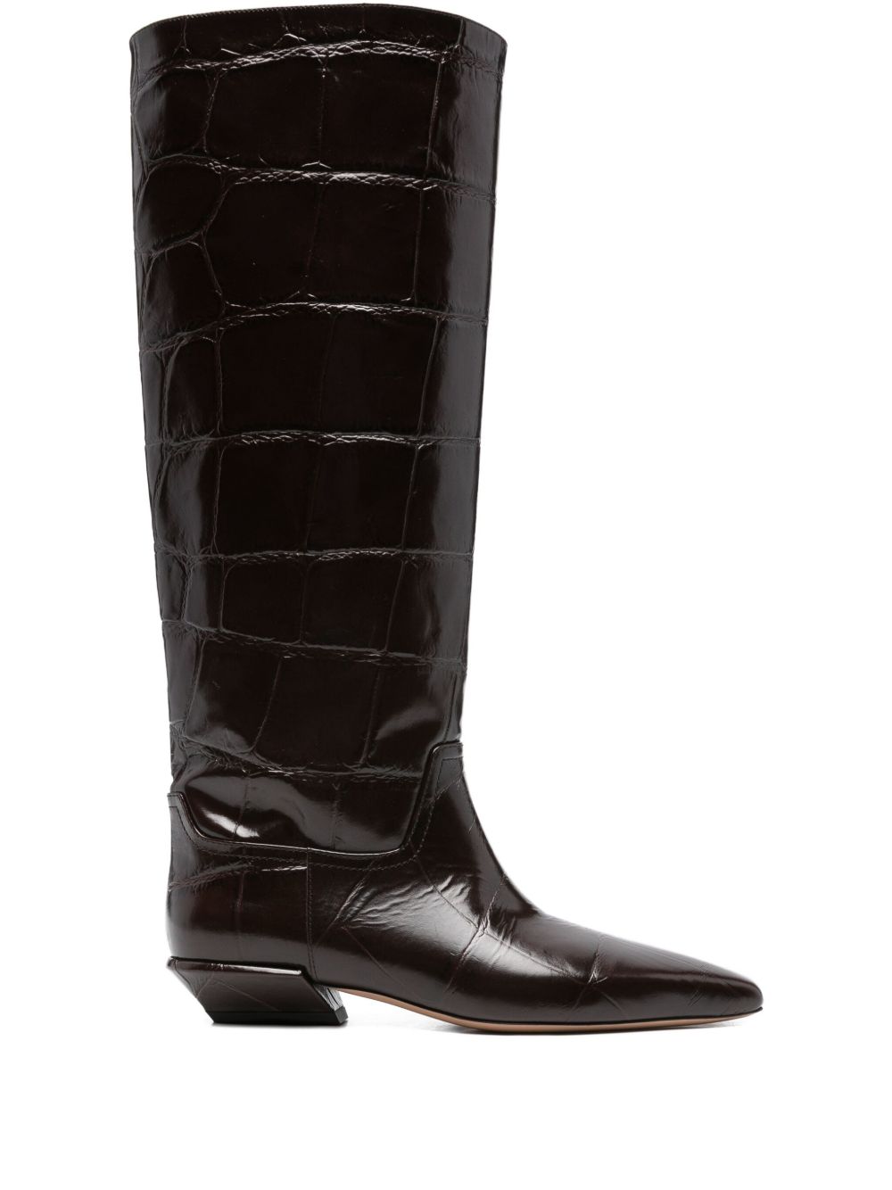 Stivali bettina con effetto pelle coccodrillo in marrone Paris texas - donna 