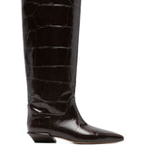 Stivali bettina con effetto pelle coccodrillo in marrone Paris texas - donna 