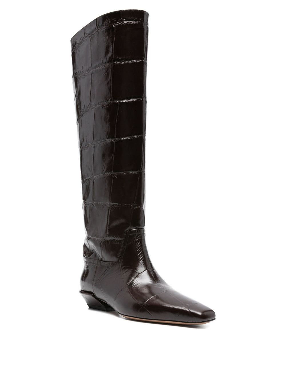 Stivali bettina con effetto pelle coccodrillo in marrone Paris texas - donna 