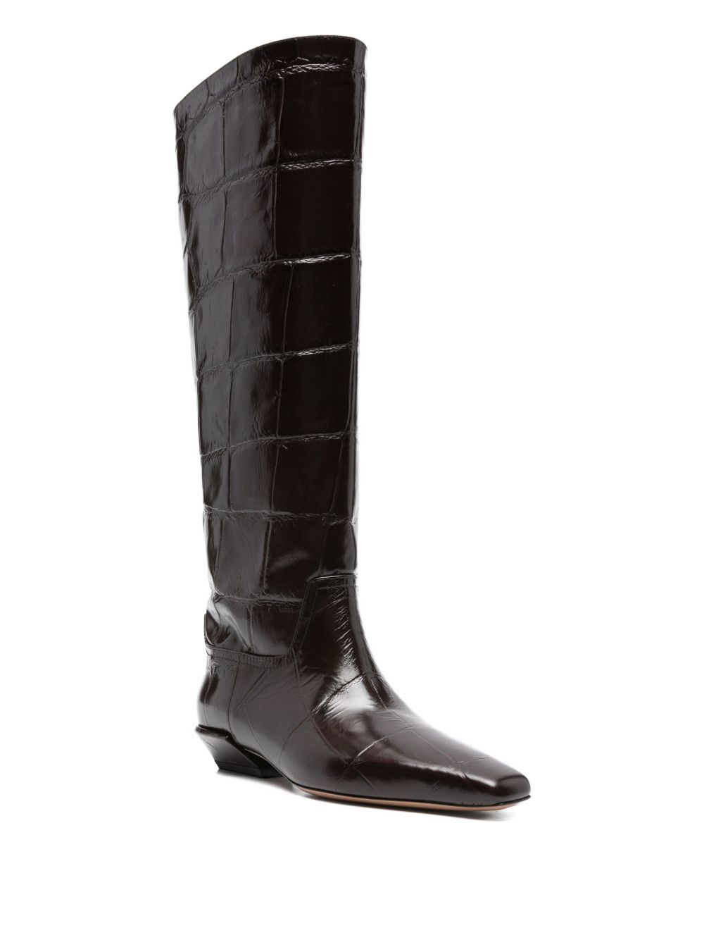 Stivali bettina con effetto pelle coccodrillo in marrone Paris texas - donna 