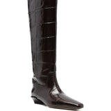 Stivali bettina con effetto pelle coccodrillo in marrone Paris texas - donna 