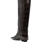 Stivali bettina con effetto pelle coccodrillo in marrone Paris texas - donna 