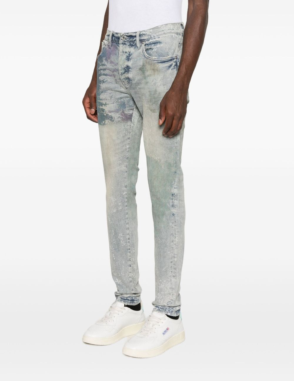 Jeans con effetto vissuto in blu Purple - uomo 