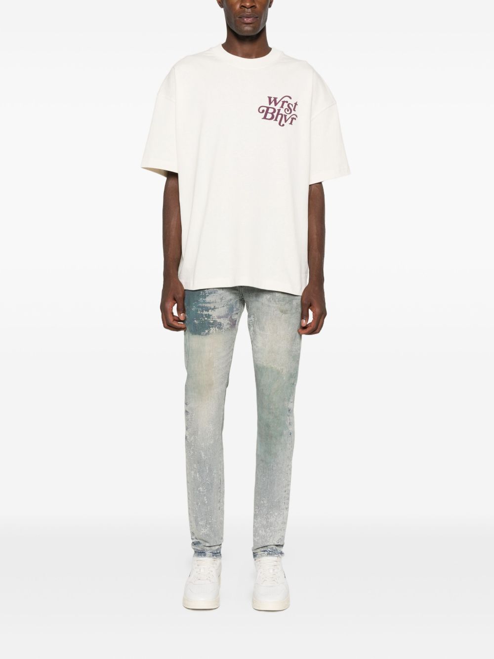 Jeans con effetto vissuto in blu Purple - uomo 