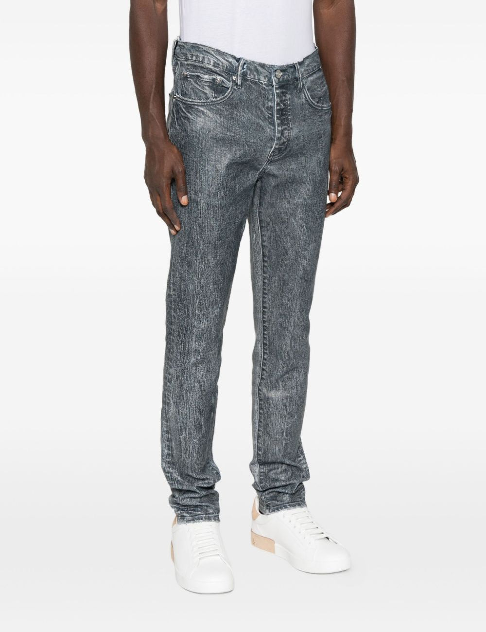 Jeans con lavaggio acido in blu Purple - uomo 