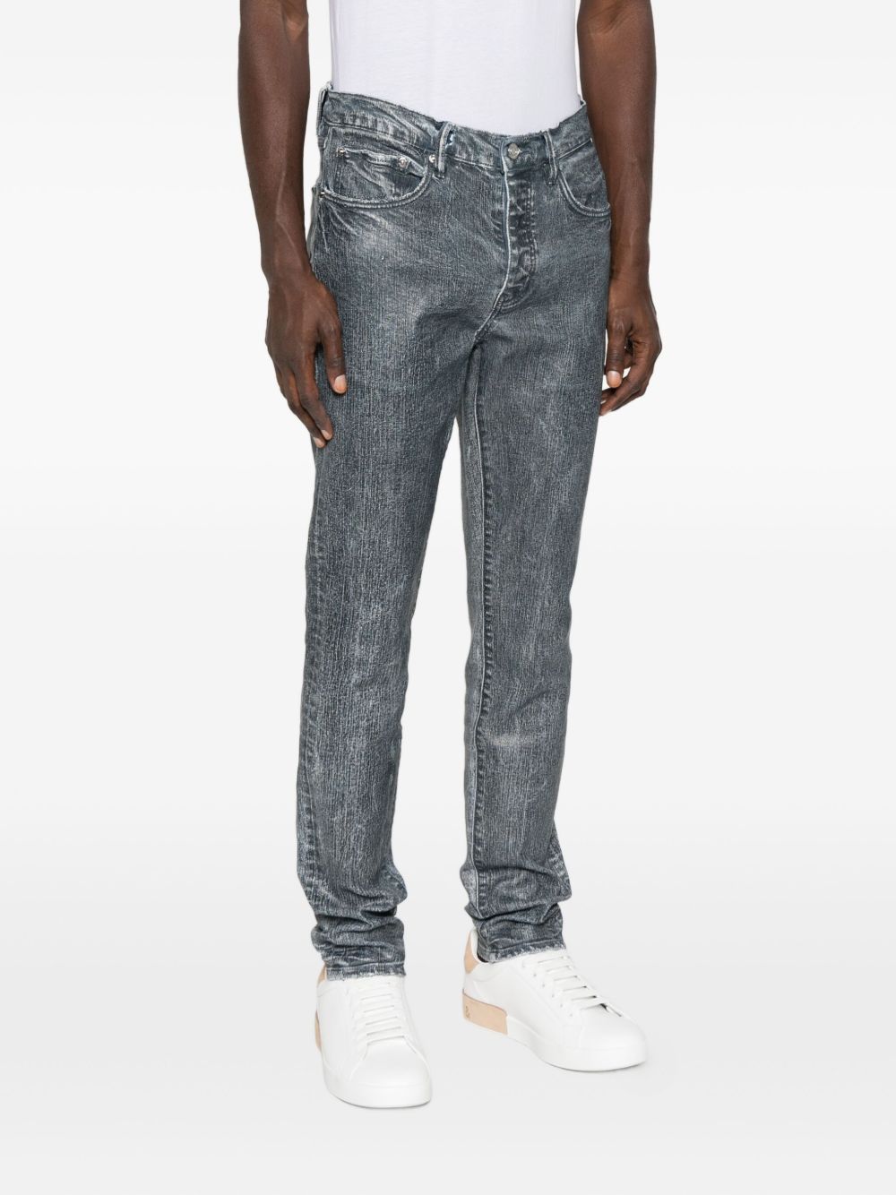 Jeans con lavaggio acido in blu Purple - uomo 