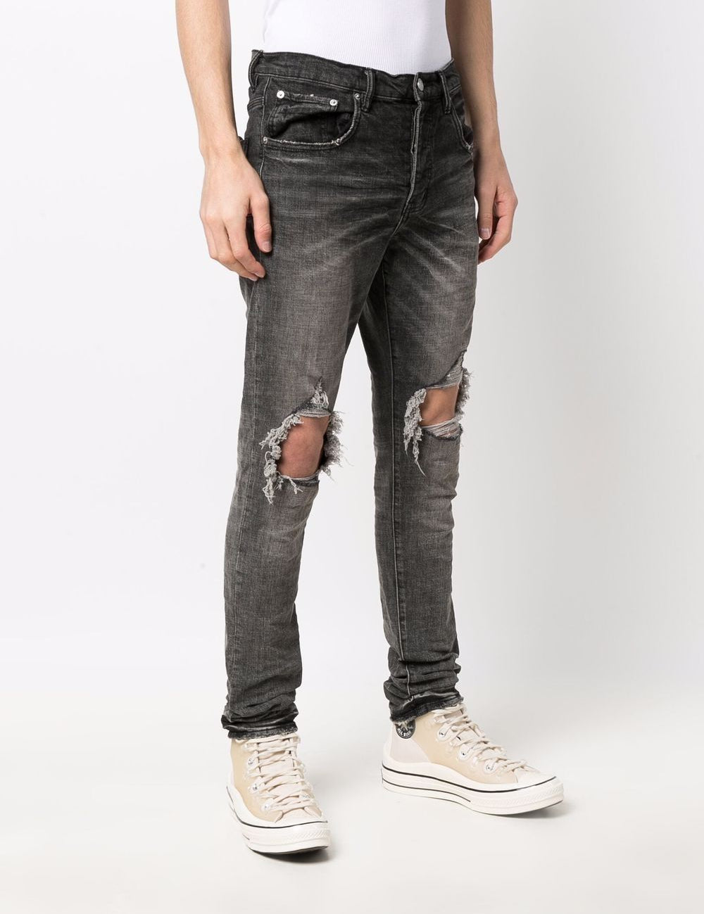 Jeans slim a vita bassa in grigio Purple - uomo 