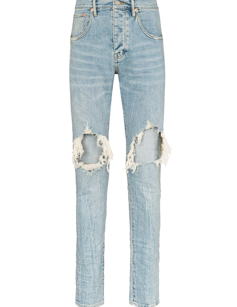 Jeans slim con strappi in blu Purple - uomo 