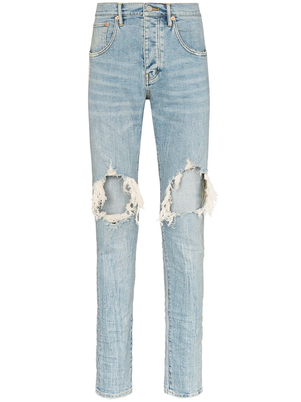 Jeans slim con strappi in blu Purple - uomo 