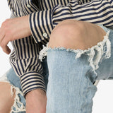 Jeans slim con strappi in blu Purple - uomo 