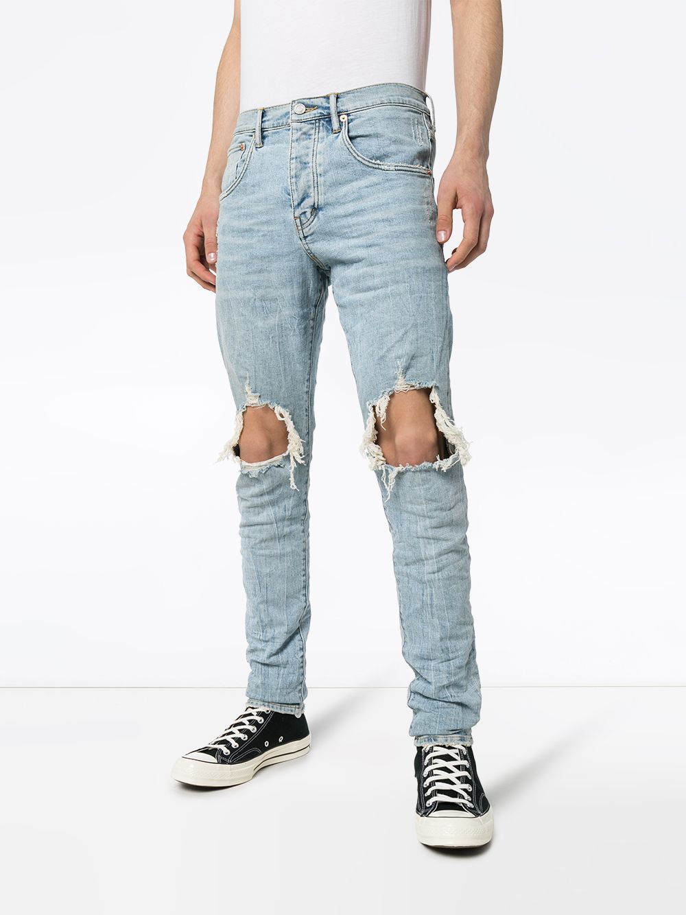 Jeans slim con strappi in blu Purple - uomo 