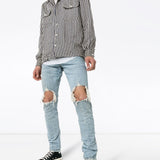 Jeans slim con strappi in blu Purple - uomo 