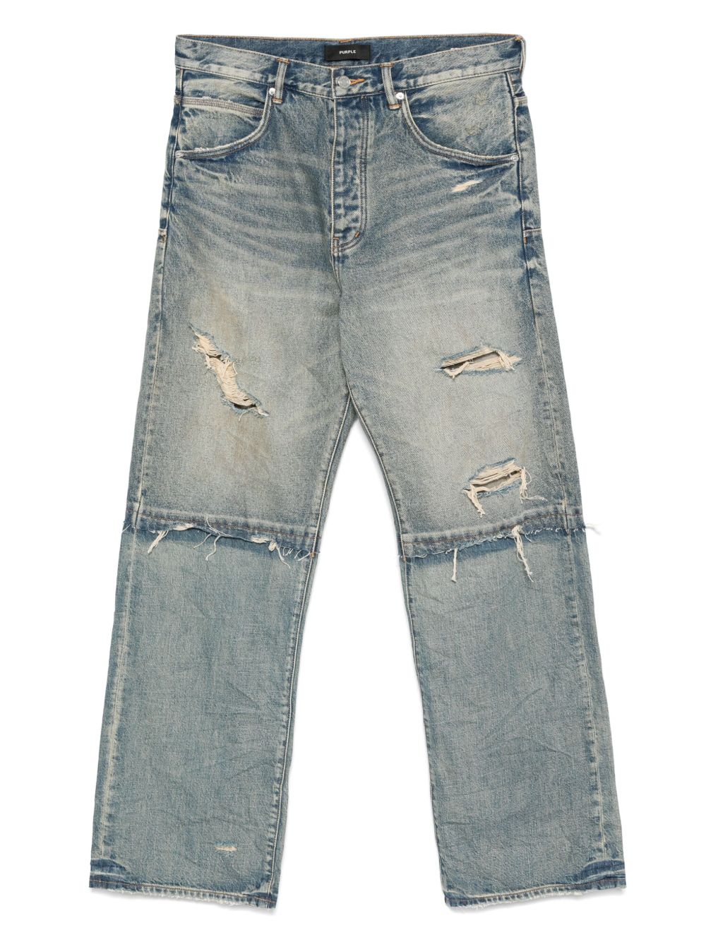 Jeans a gamba ampia con effetto vissuto in blu Purple - uomo 