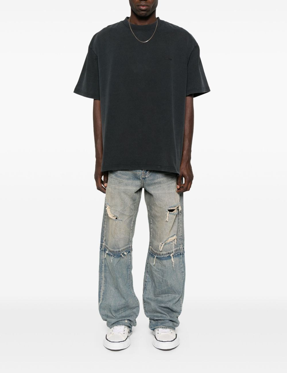 Jeans a gamba ampia con effetto vissuto in blu Purple - uomo 