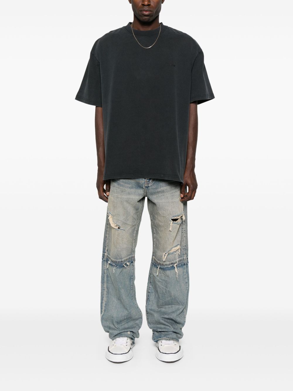 Jeans a gamba ampia con effetto vissuto in blu Purple - uomo 