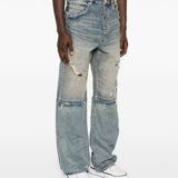Jeans a gamba ampia con effetto vissuto in blu Purple - uomo 