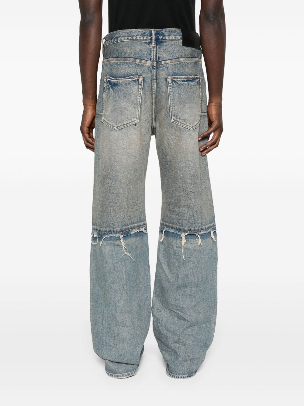 Jeans a gamba ampia con effetto vissuto in blu Purple - uomo 