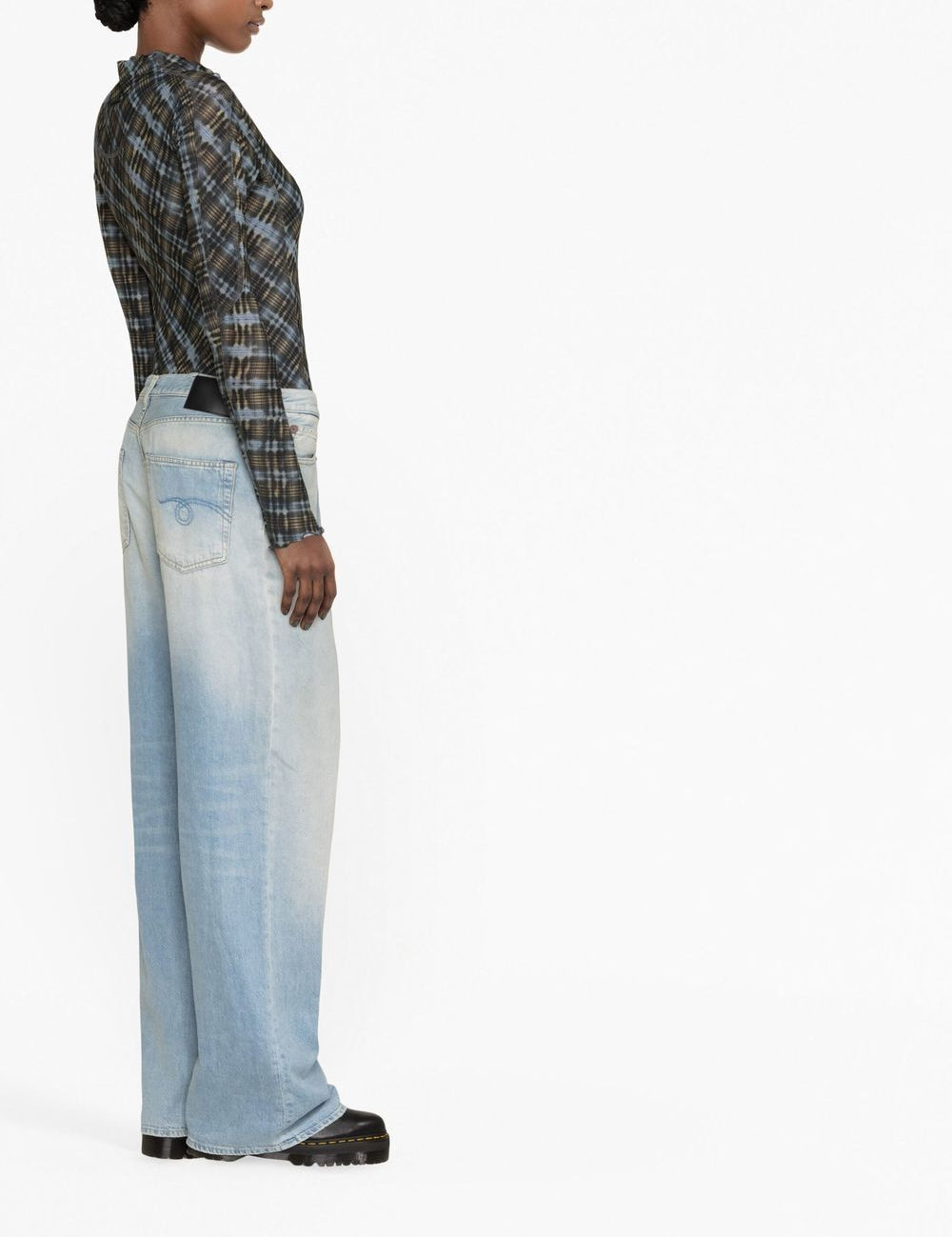 Pantaloni a gamba ampia Damon con pieghe in blu R13 - donna 