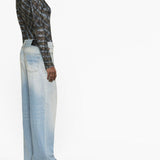 Pantaloni a gamba ampia Damon con pieghe in blu R13 - donna 