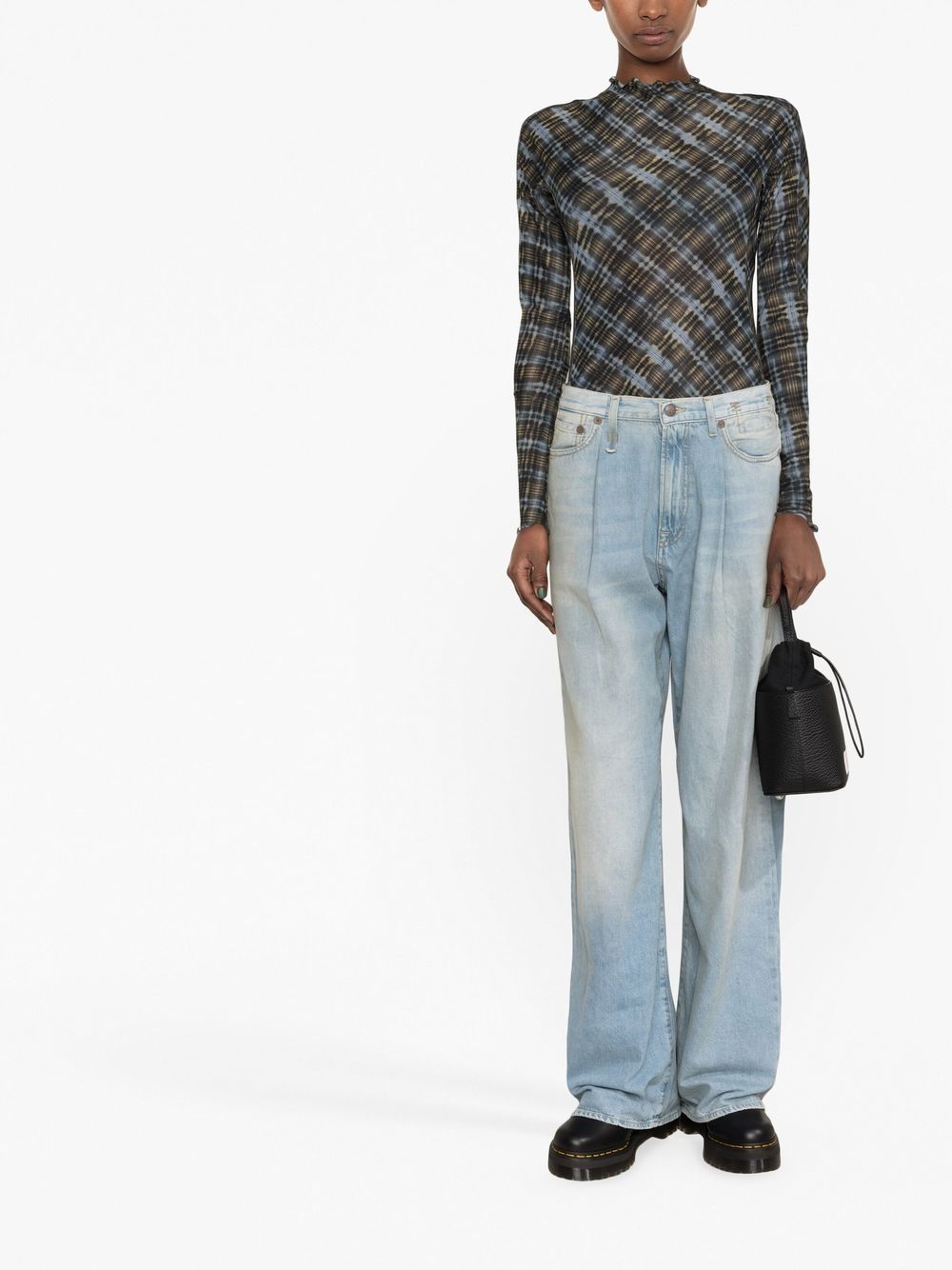 Pantaloni a gamba ampia Damon con pieghe in blu R13 - donna 