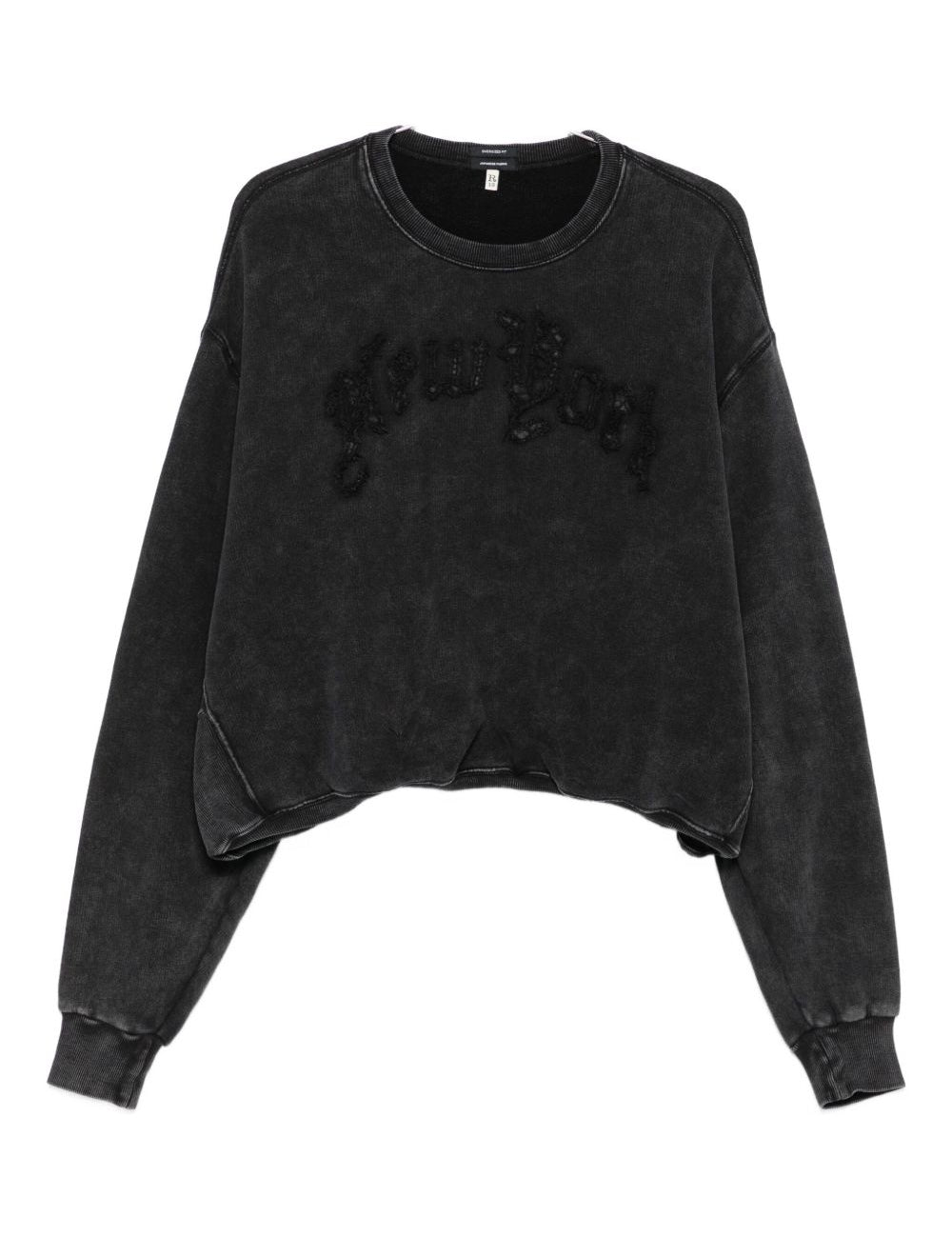 Felpa crop con ricamo in nero R13 - donna 