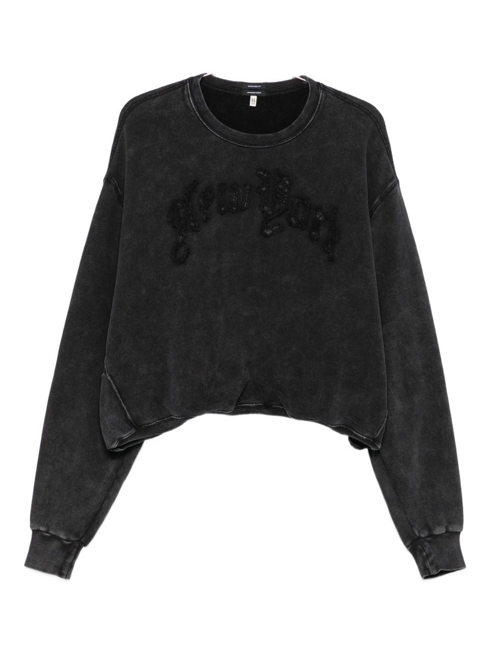 Felpa crop con ricamo in nero R13 - donna 