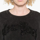 Felpa crop con ricamo in nero R13 - donna 