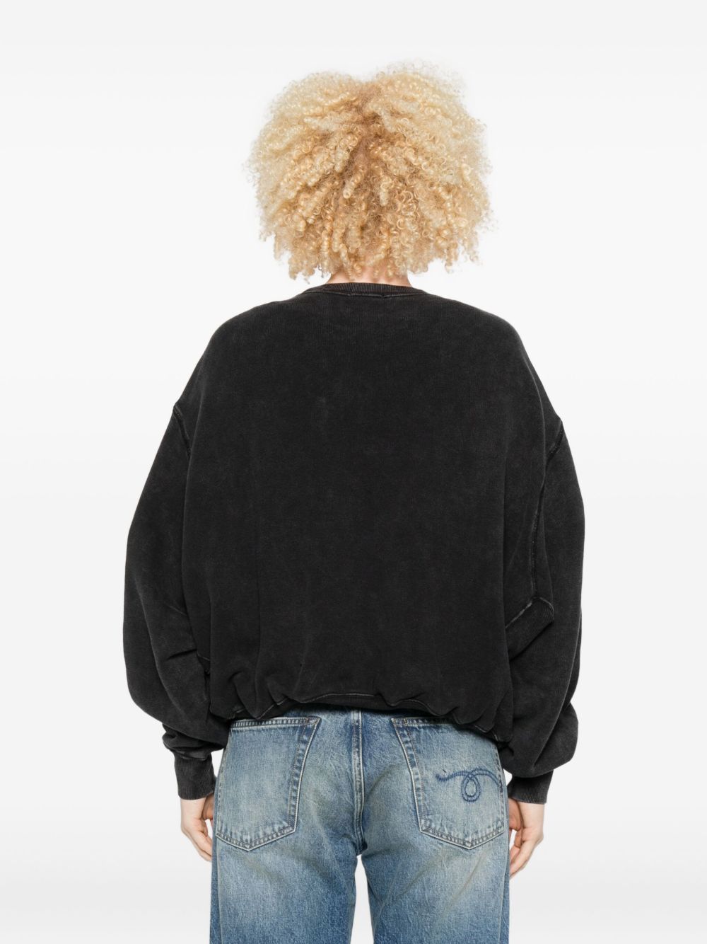 Felpa crop con ricamo in nero R13 - donna 