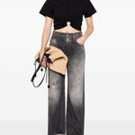 T-shirt con dttaglio ad anello in nero Rabanne - donna 