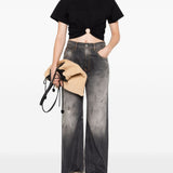 T-shirt con dttaglio ad anello in nero Rabanne - donna 