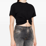 T-shirt con dttaglio ad anello in nero Rabanne - donna 