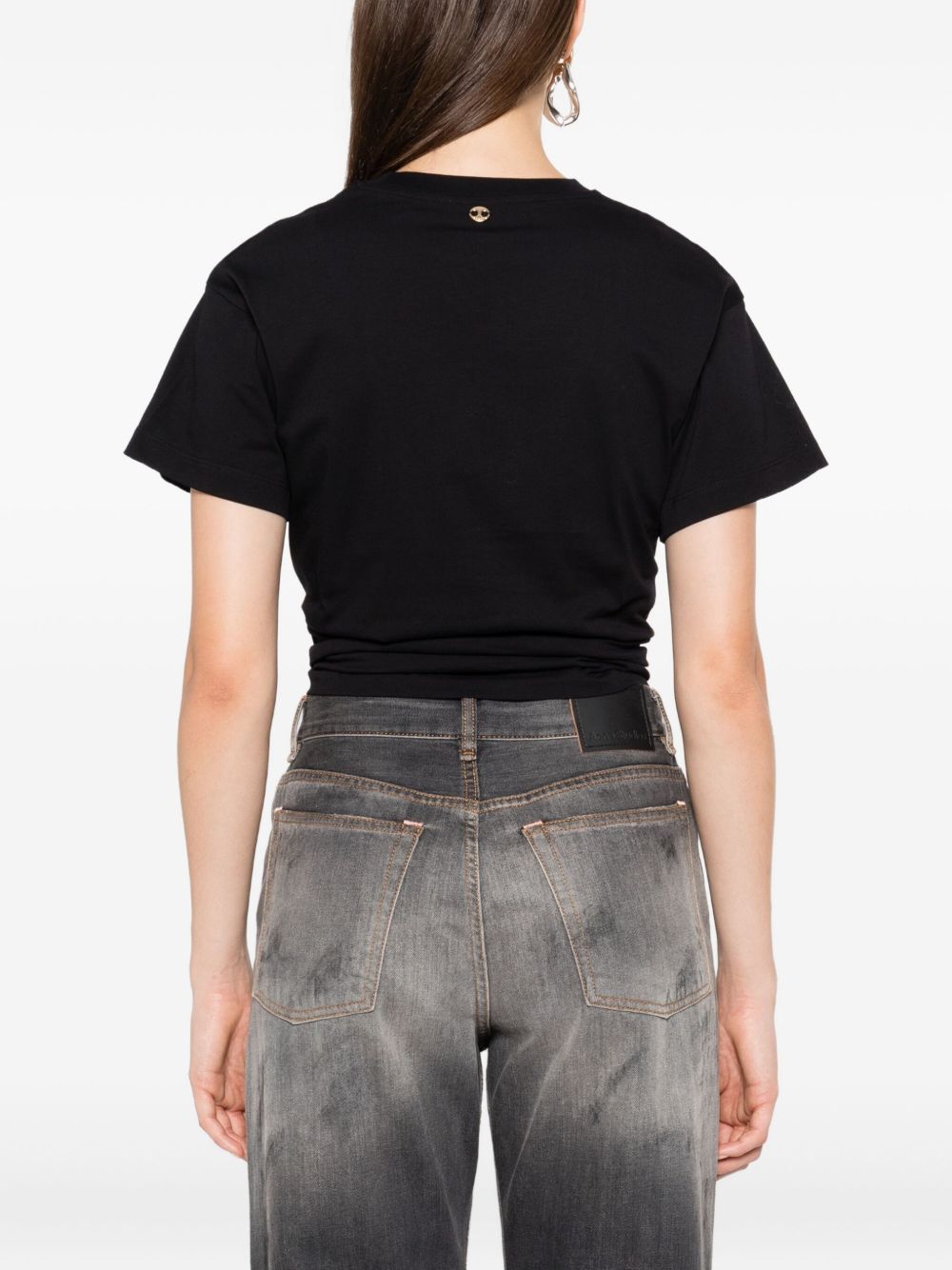 T-shirt con dttaglio ad anello in nero Rabanne - donna 