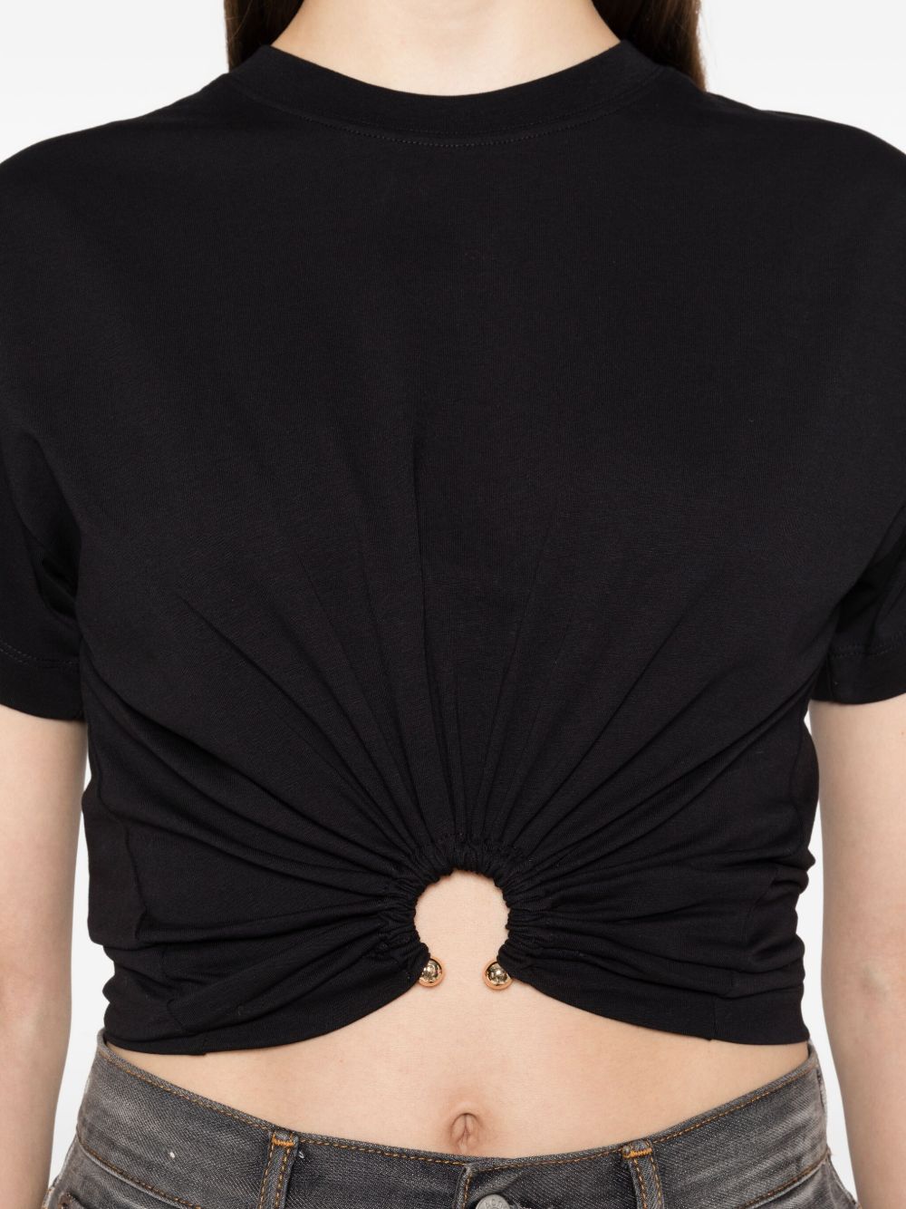 T-shirt con dttaglio ad anello in nero Rabanne - donna 